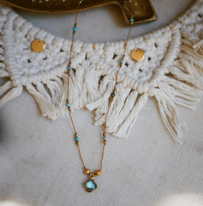 COLLIER UBIKA TREFLE LABRADORITE