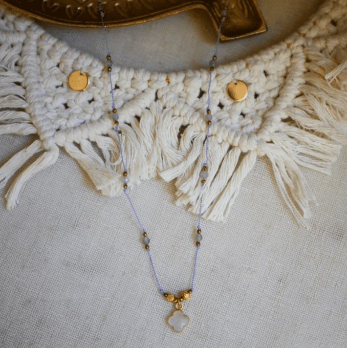 COLLIER UBIKA TREFLE PIERRE DE LUNE