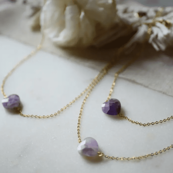 COLLIER CŒUR AMÉTHYSTE MILA