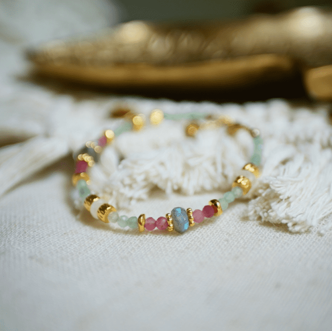 BRACELET PRERANA AVENTURINE, TOURMALINE ROSE, LABRADORITE
