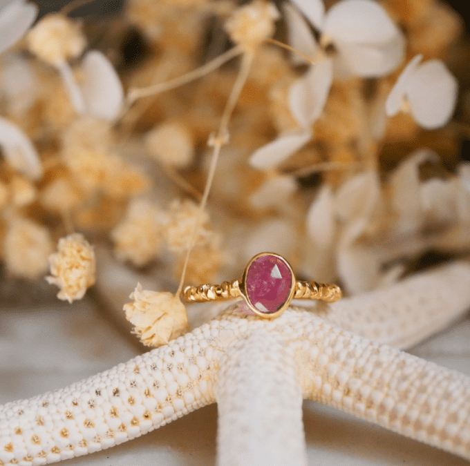 BAGUE AJUSTABLE EN TOURMALINE ROSE SOUMYA
